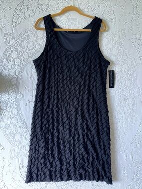 NWT Notations Black Tiered Ruffle Tank Dress XL Flirty‎ Textured LBD Summer